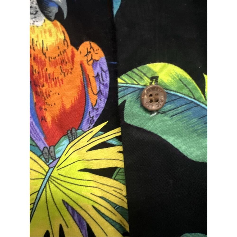 RJC Vintage Hawaiian Aloha Floral Button Up Shirt 2XL Pocket Parrot Cotton USA - Picture 7 of 11